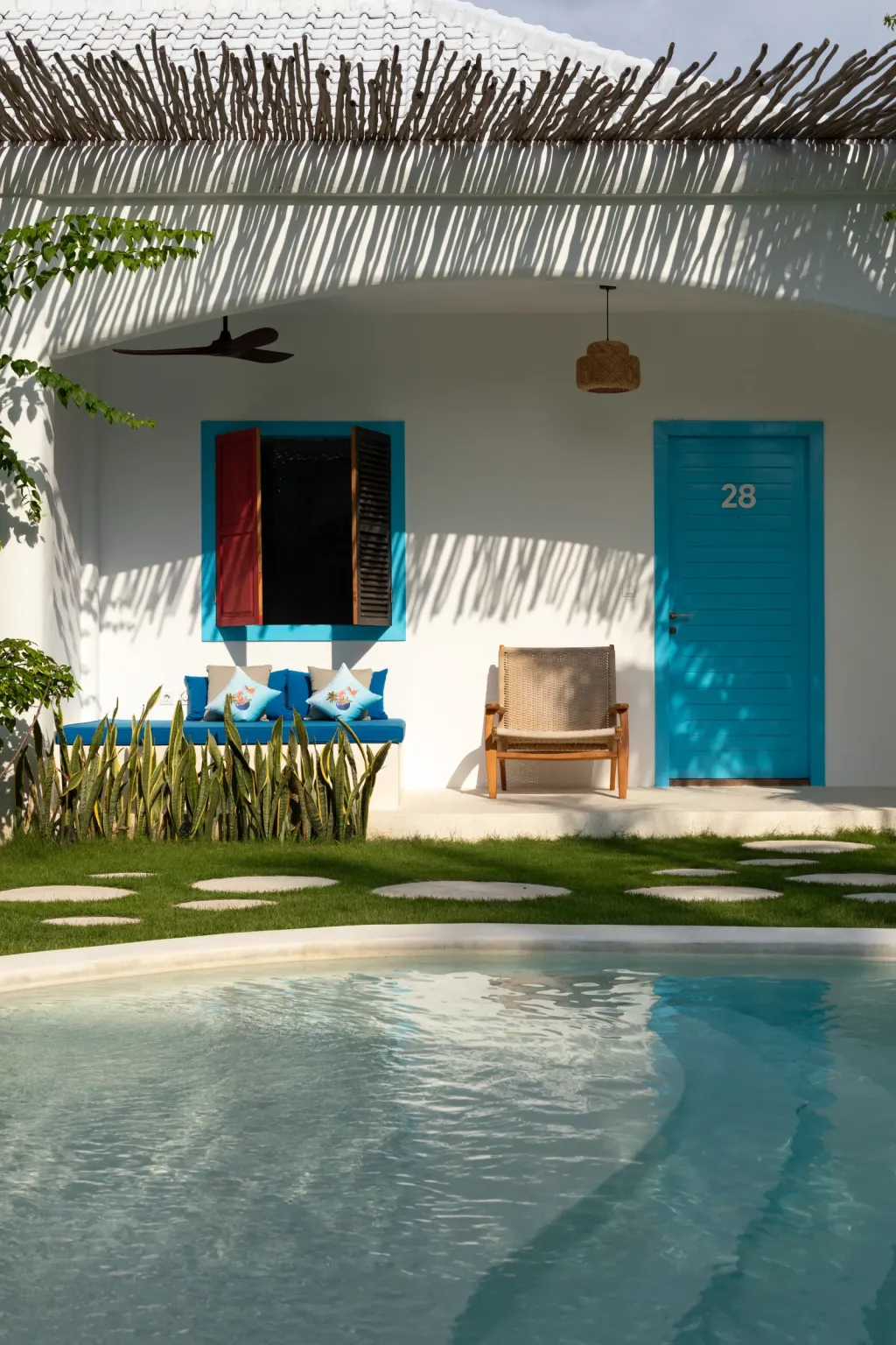 The Superior Room from outside, by the pool